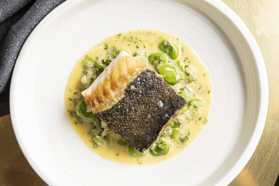 Go-to dish: Murray cod with broad beans.