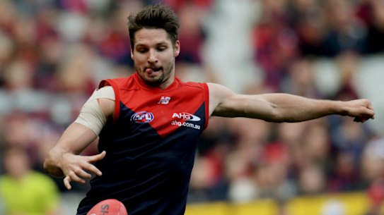 Jesse Hogan booted six goals in his return from a broken collar bone.