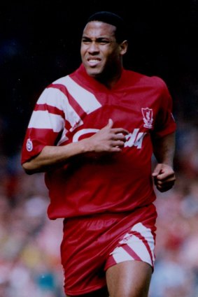 John Barnes playing for Liverpool in 1992.