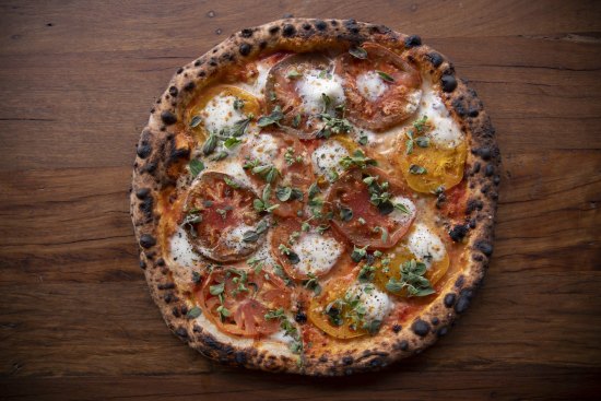 Cream of the city's new crop: Tomato heirloom pizza from Westwood Pizza in Newtown.