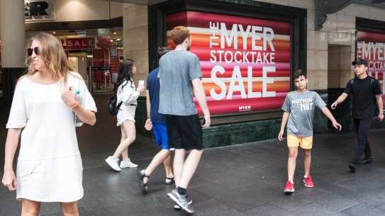 Myer recorded a drop in sales in the first two weeks of December.