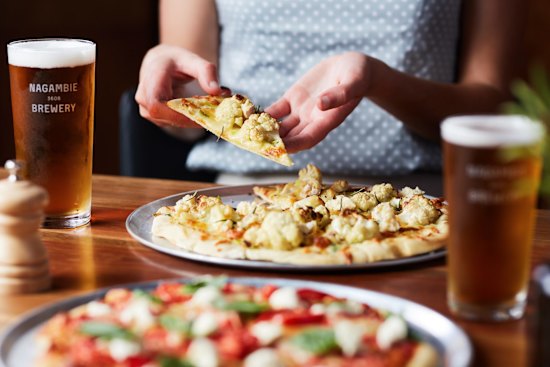 Wood-fired pizzas and house brews are on the menu at Nagambie Brewery and Distillery.