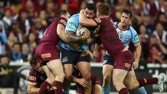 Wrapped up: Andrew Fifita struggled to make an impact.