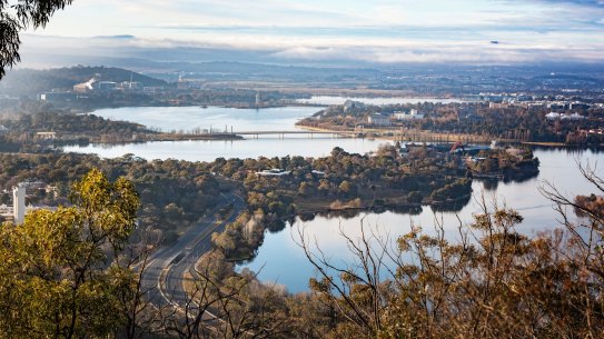 Morning Aerial view of Canberra Scenic aerial image of Canberra. Photo: iStock