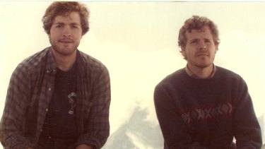 The two brothers, Scott Johnson (right) and Steve Johnson, at the Swiss-Italian border with the Matterhorn in the background in 1984.