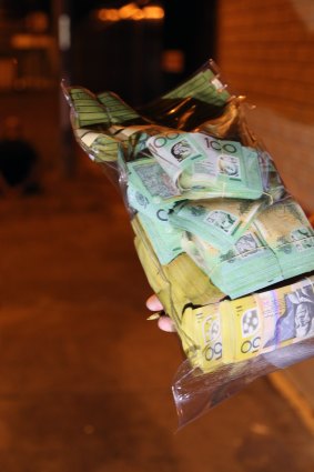 The money seized during the raid.