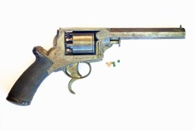 One of the actual double-trigger Tranter revolvers issued to the Special Police which will be on display at the book launch.