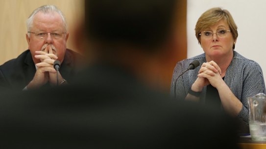 Senator Barry O'Sullivan and Senator Linda Reynolds question Solicitor-General Justin Gleeson.
