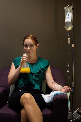 Alison Carole sampled the Hangover Clinic's intravenous hangover treatment after an office Christmas party the night before.