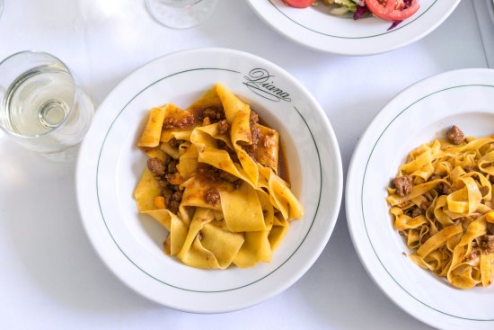 Pasta with ragu at Ristorante Diana in Bologna.