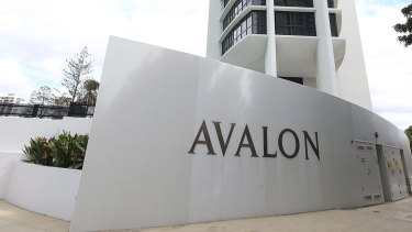 Entrance to the Avalon apartments on the Gold Coast where Warriena Wright died..