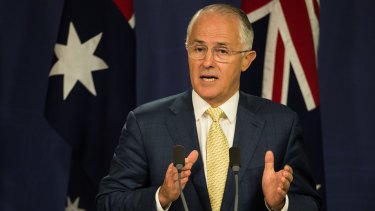 Malcolm Turnbull at a press conference with his New Zealand counterpart on Friday. 
