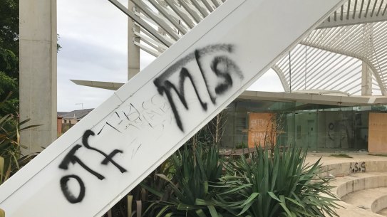 Recent graffiti at the Ecoville community park in Tarneit.