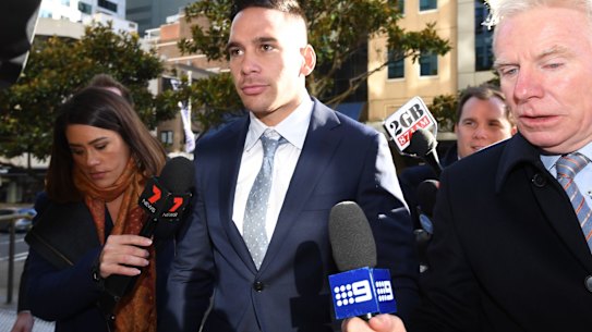 Parramatta Eels player Corey Norman arrives at the Downing Centre Court on drug charges on Wednesday morning.