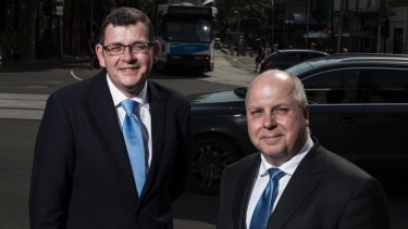 Premier Daniel Andrews, with Treasurer Tim Pallas who is planning sell off more public assets to ease budget pressure. 