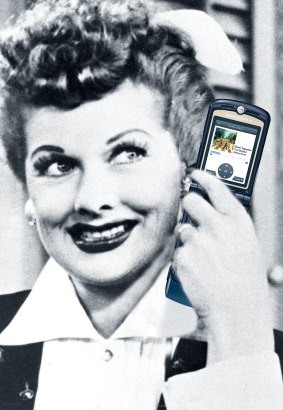 Digital trickery: Thanks to Photoshop, Lucille Ball can pose with a mobile phone.