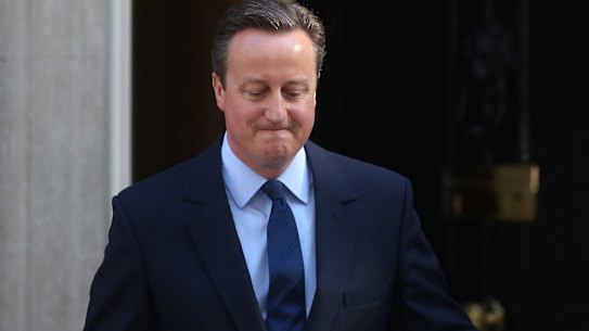 UK prime minister David Cameron prepares to give his resignation speech in Downing Street. 