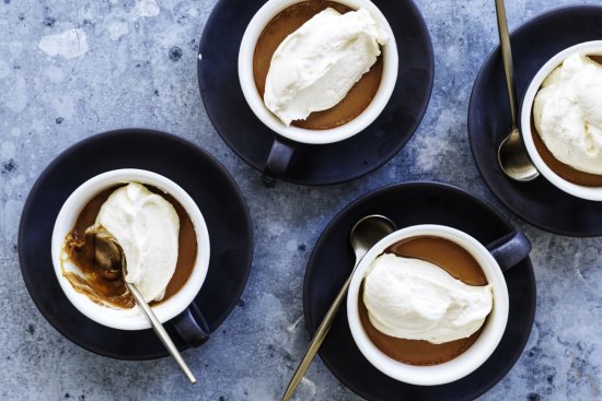 Danielle Alvarez's coffee and caramel pots de creme. 