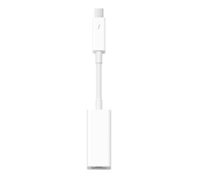 An Apple Thunderbolt to Ethernet Adaptor allows a Macbook to be connected to the internet or other network via an ethernet cable, as there is no ethernet plug built into Macbooks.