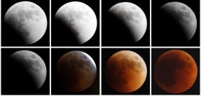Many faces: This combination photo shows the moon as it undergoes a total lunar eclipse.