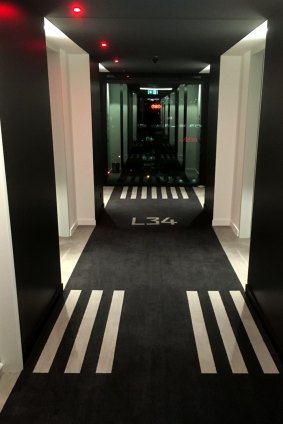 Pullman Sydney Airport's corridor carpets are designed to look like airport runways.