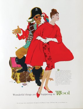 Artist Des O'Brien also created advertisement illustrations, including this one for wool.