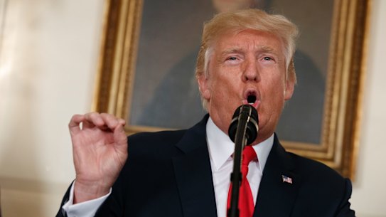 President Donald Trump speaks about the deadly white nationalist rally in Charlottesville on Monday.