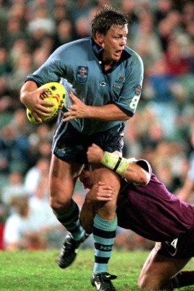 In action with NSW during his playing days as a skilful, hard-hitting prop. 