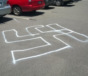 The ill-shapen swastika that appeared in Midland in December.
