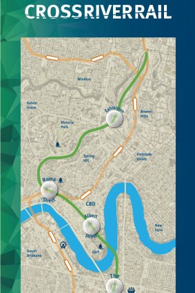 A map of the proposed Cross River Rail project.