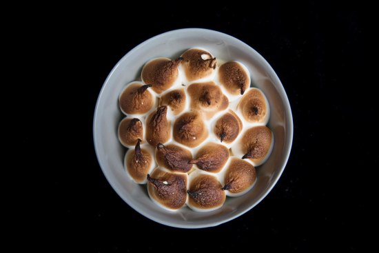 Queen of puddings: Milk cake and coffee, chocolate mascarpone and meringue.