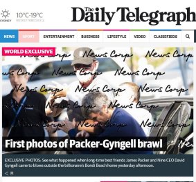 Go figure: The <i>Telegraph's</i> online image of the Packer-Gyngell brawl.