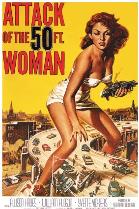 A vintage poster of the 1958 sci-fi flick, Attack of the 50 Foot Woman, which 10 years ago cost $US5000 ($6864), is today worth $US16,000.
