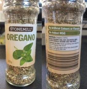 Aldi's Stonemill-branded oregano contains olive leaves.