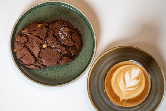 Chocolate cookies and coffee.