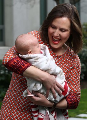 New mum Kelly O'Dwyer (with daughter Olivia) may also be moved into cabinet.