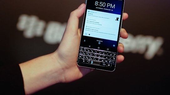 The Blackberry KEYone, on show at Mobile World Congress this week in Barcelona, offers a physical keyboard and tight security.