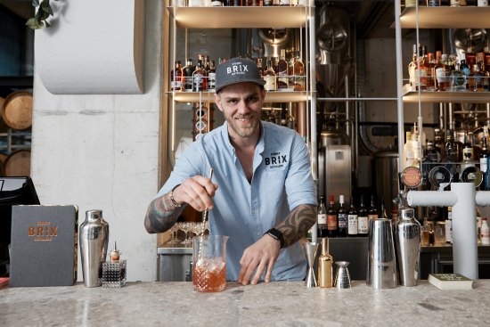 Mixing rum-based cocktails at Brix Distillery in Surry Hills.