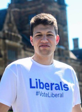 Elected: Alex Fitton, a staffer to Liberal MP Mark Taylor, pictured at the University of Sydney.
