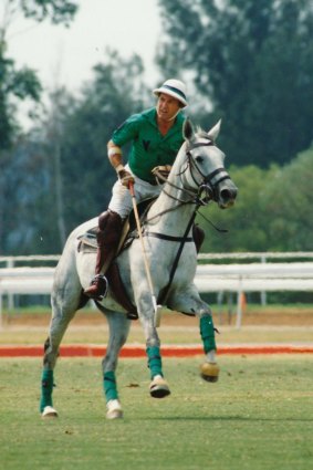 John Kahlbetzer, Senior, playing at family polo in 1993.