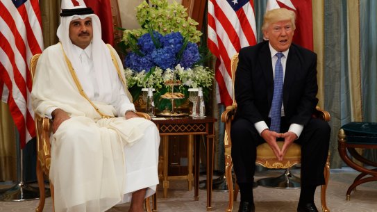 Differences: US President Donald Trump meets Qatar's ruler Sheikh Tamim bin Hamad al-Thani in Riyadh in May.