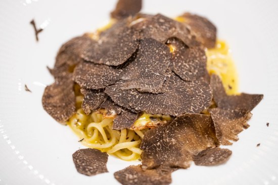 Peak truffle: Linguine with truffled fried egg, truffle butter sauce and shaved truffle.