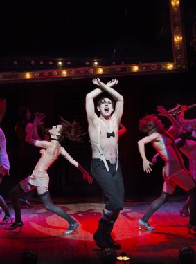 Alan Cumming on stage in his star-turn in <i>Cabaret</i>.