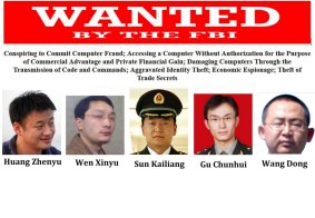 The five Chinese men were indicted for allegedly stealing trade data from industrial companies.