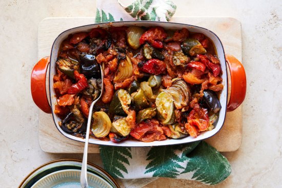 Oven-baked ratatouille for wrinkly summer vegetables.