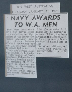 A newspaper clipping following his award 