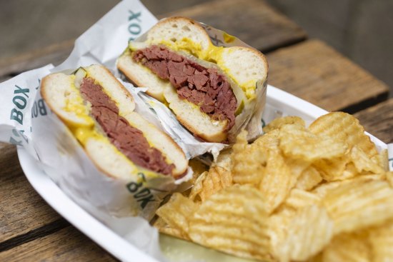 Must-try dish: The hot salt beef bagel with dill pickles and mustard is a tender meat dream.