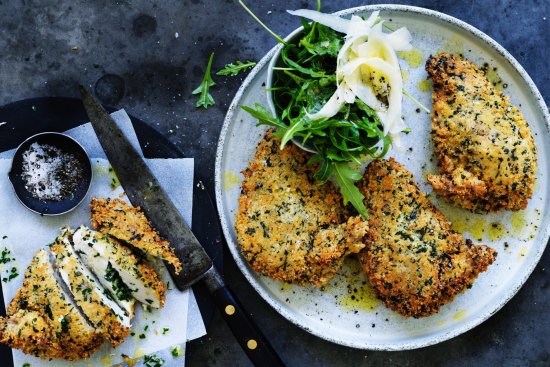 Chicken Kiev with garlic butter.