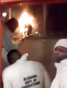This still image was taken from video shot by an inmate during the riot.