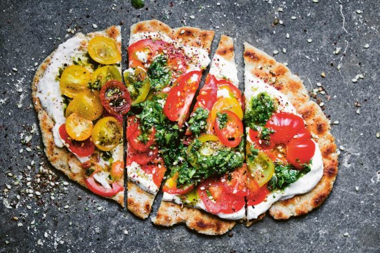 Yoghurt and oat flatbread.